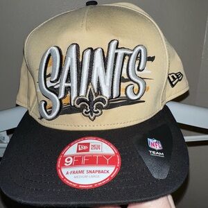 New Era Saints A-Frame Snapback Hat - Tan and Black NWT